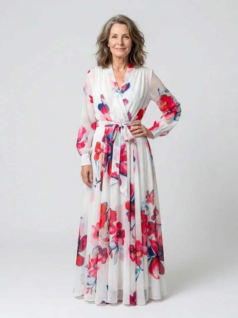 Lillian | Floral Long Sleeve Wrap Maxi Dress - Sarah and Emma Portland