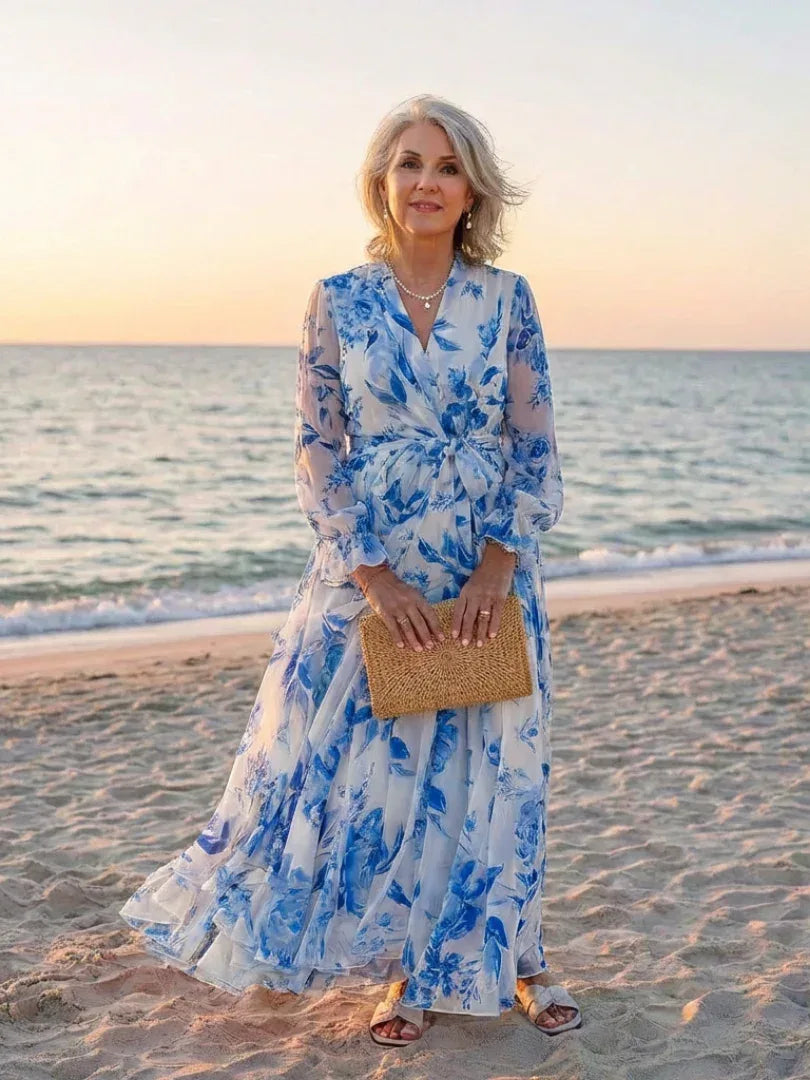 Lillian | Floral Long Sleeve Wrap Maxi Dress - Sarah and Emma Portland