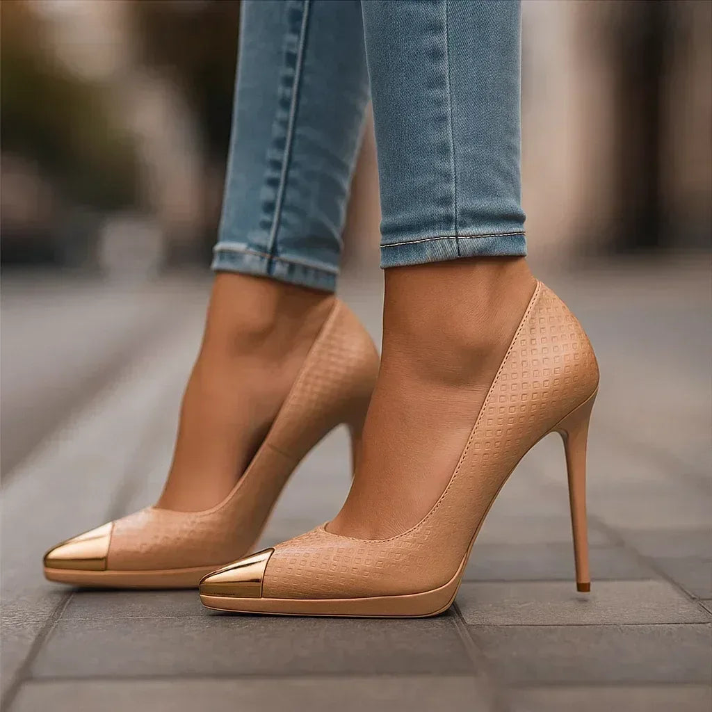AVELINE GOLD-POINT HEELS - Sarah and Emma Portland