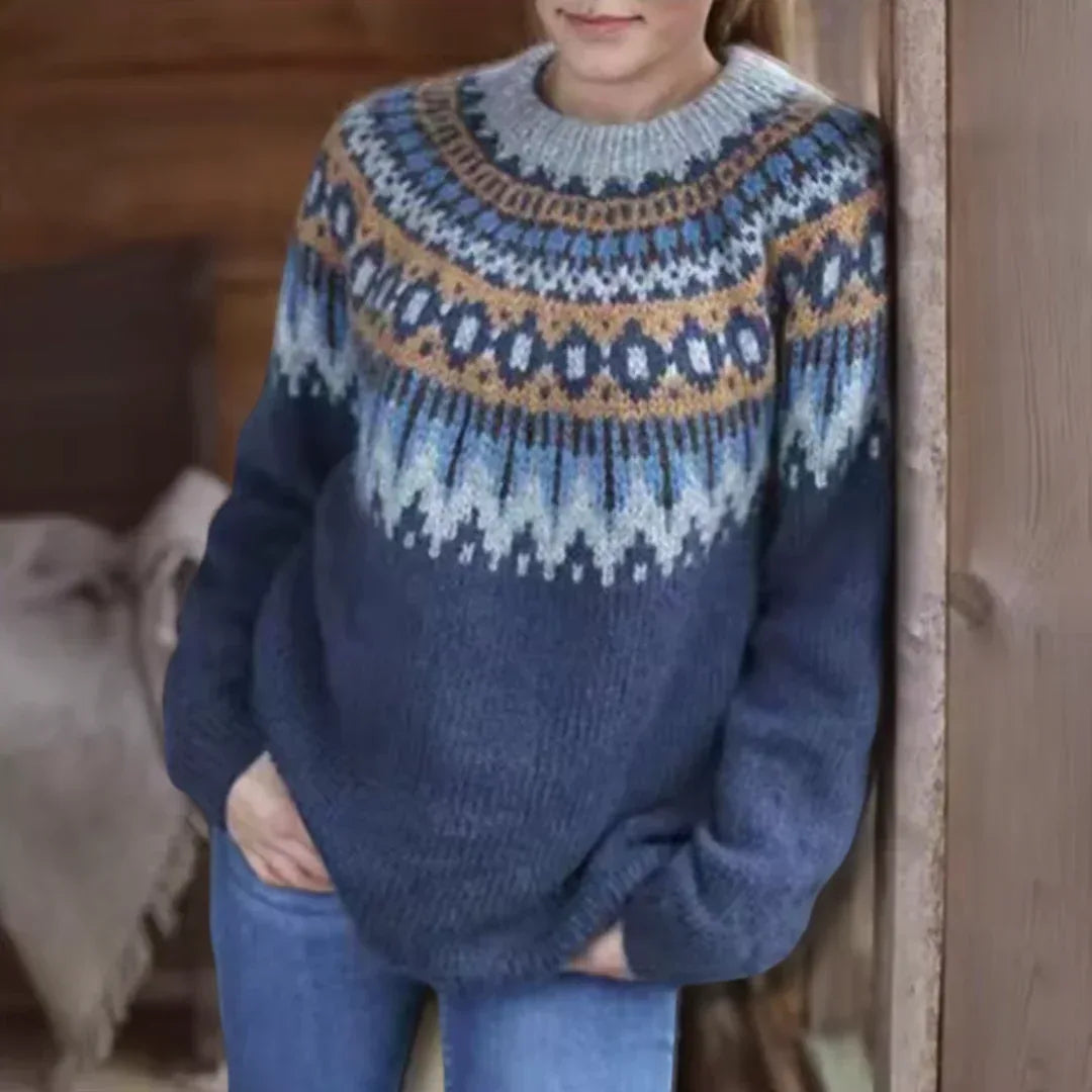 Freya – Winter Sweater with Nordic Shoulder Design - Sarah and Emma Portland