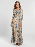Margaret | Three Quarter Sleeve Floral Maxi Wrap Dress - Sarah and Emma Portland