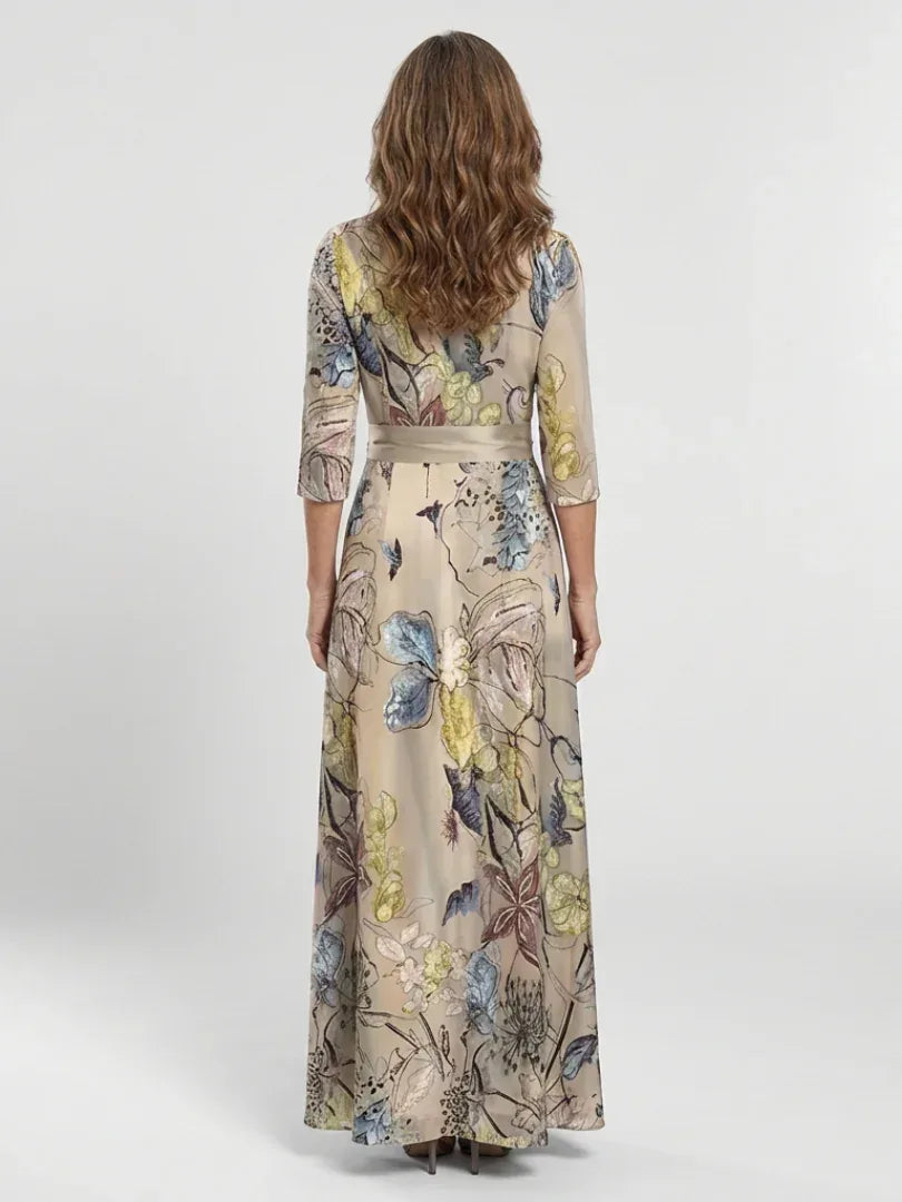 Margaret | Three Quarter Sleeve Floral Maxi Wrap Dress - Sarah and Emma Portland