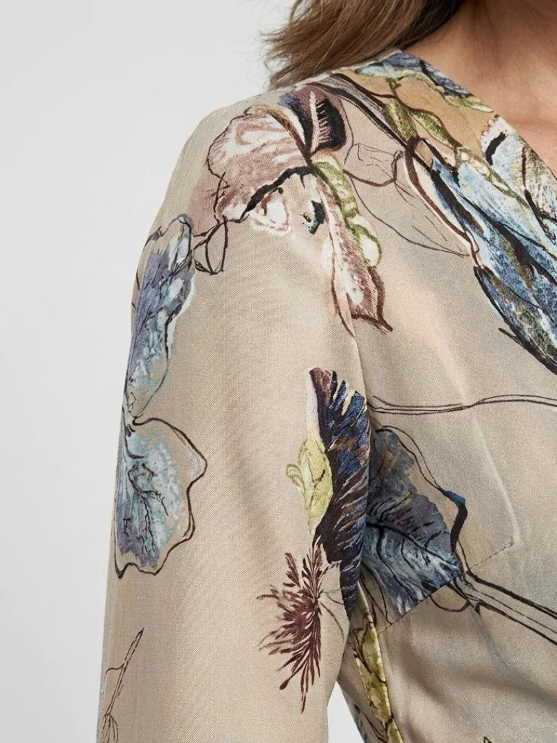 Margaret | Three Quarter Sleeve Floral Maxi Wrap Dress - Sarah and Emma Portland