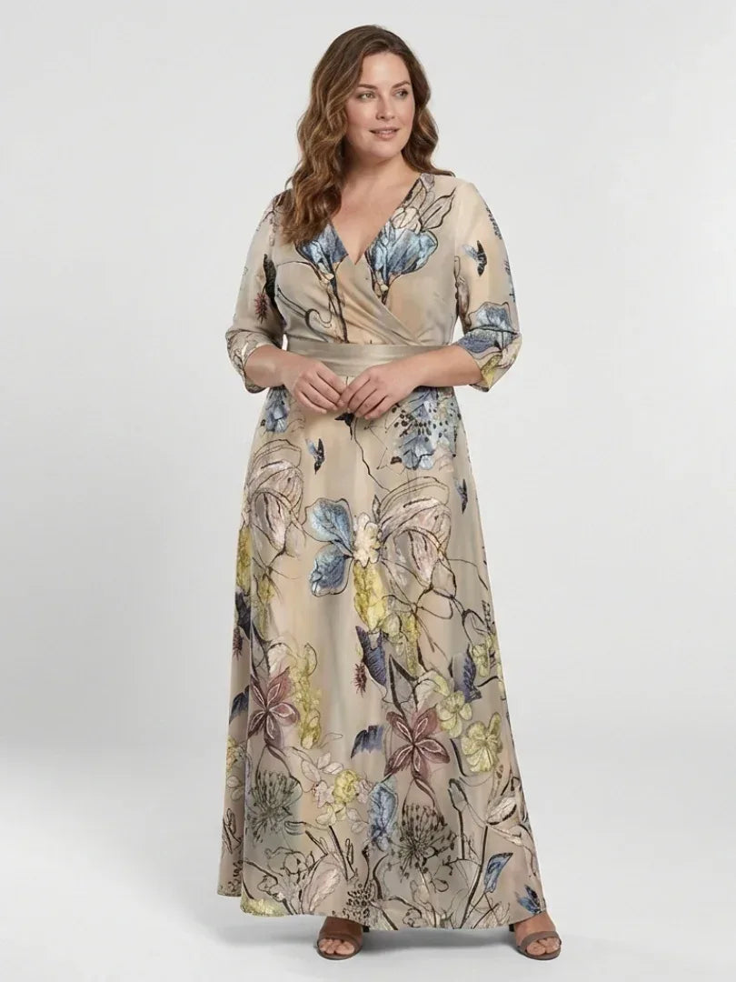Margaret | Three Quarter Sleeve Floral Maxi Wrap Dress - Sarah and Emma Portland