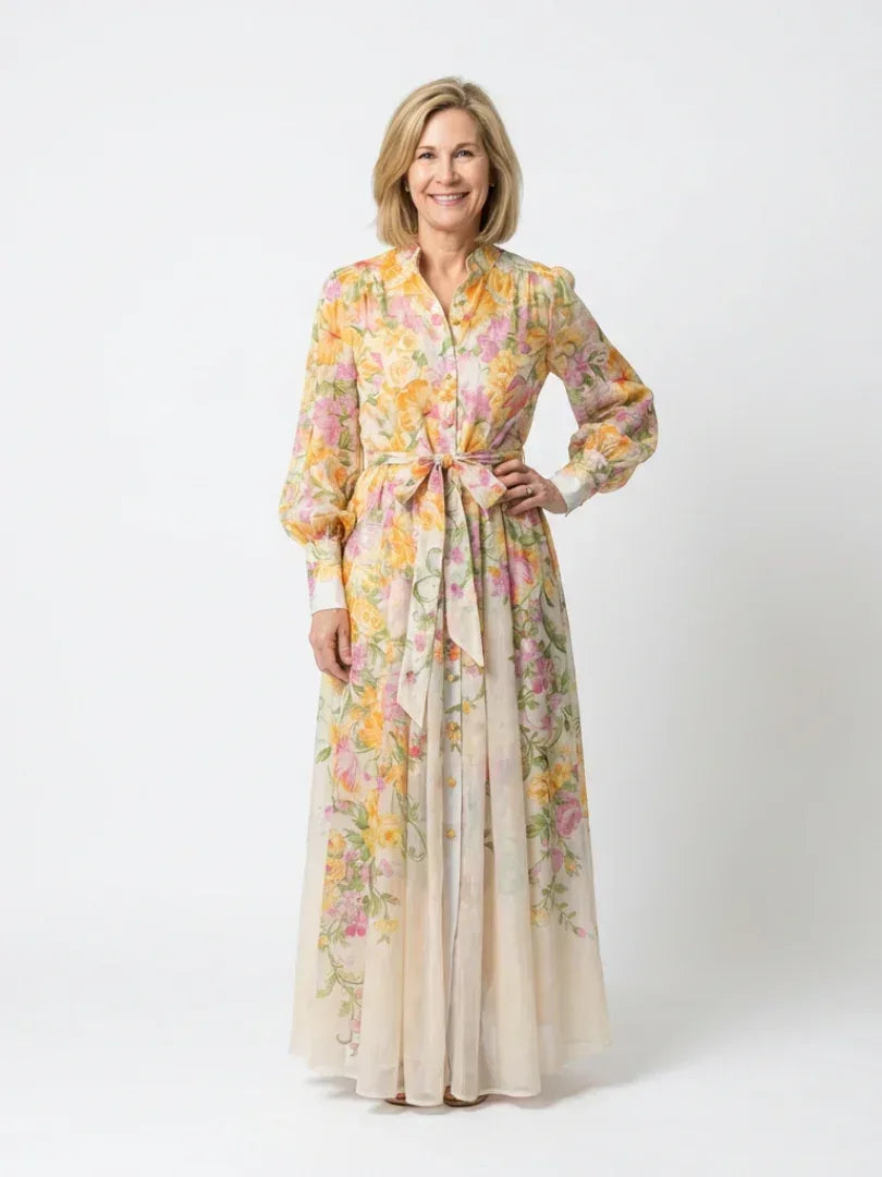 Cressida | Floral Sheer Long Sleeve Maxi Dress - Sarah and Emma Portland