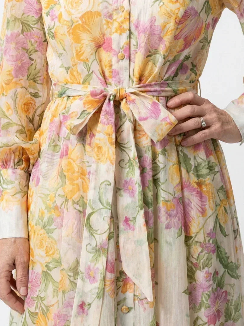 Cressida | Floral Sheer Long Sleeve Maxi Dress - Sarah and Emma Portland