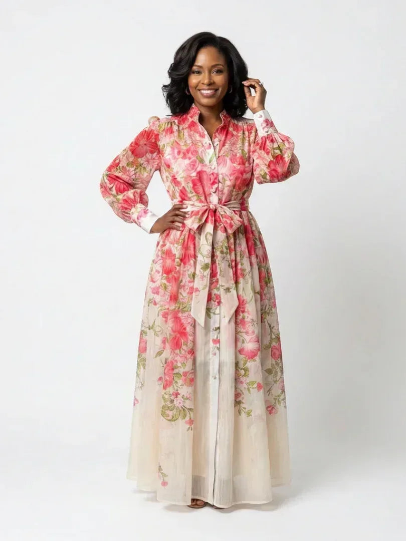 Cressida | Floral Sheer Long Sleeve Maxi Dress - Sarah and Emma Portland