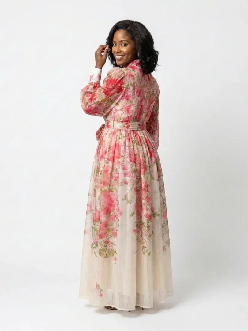 Cressida | Floral Sheer Long Sleeve Maxi Dress - Sarah and Emma Portland