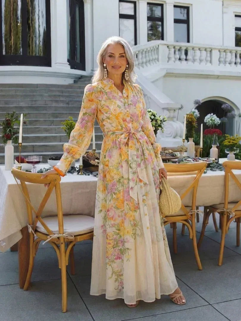 Cressida | Floral Sheer Long Sleeve Maxi Dress - Sarah and Emma Portland