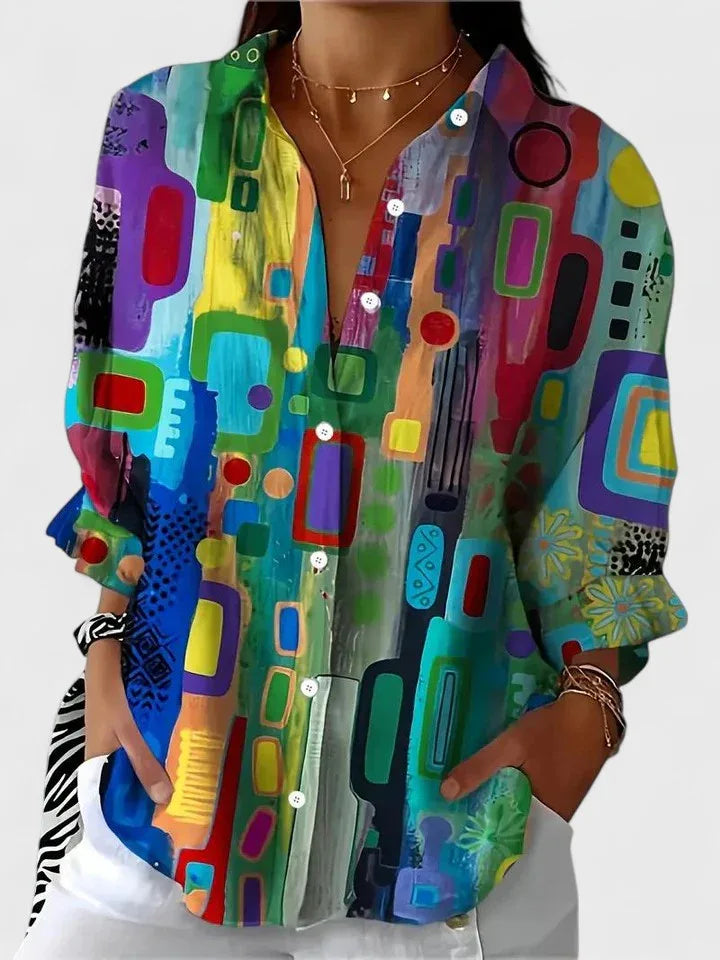 Rose™ | Elegant Geometric Pattern Blouse - Sarah and Emma Portland