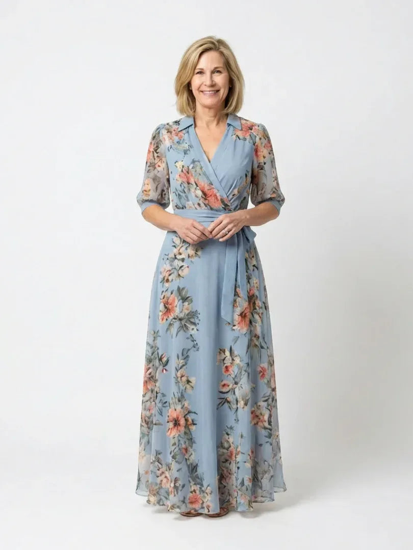 Elowen | Floral Wrap V Neck Maxi Dress - Sarah and Emma Portland