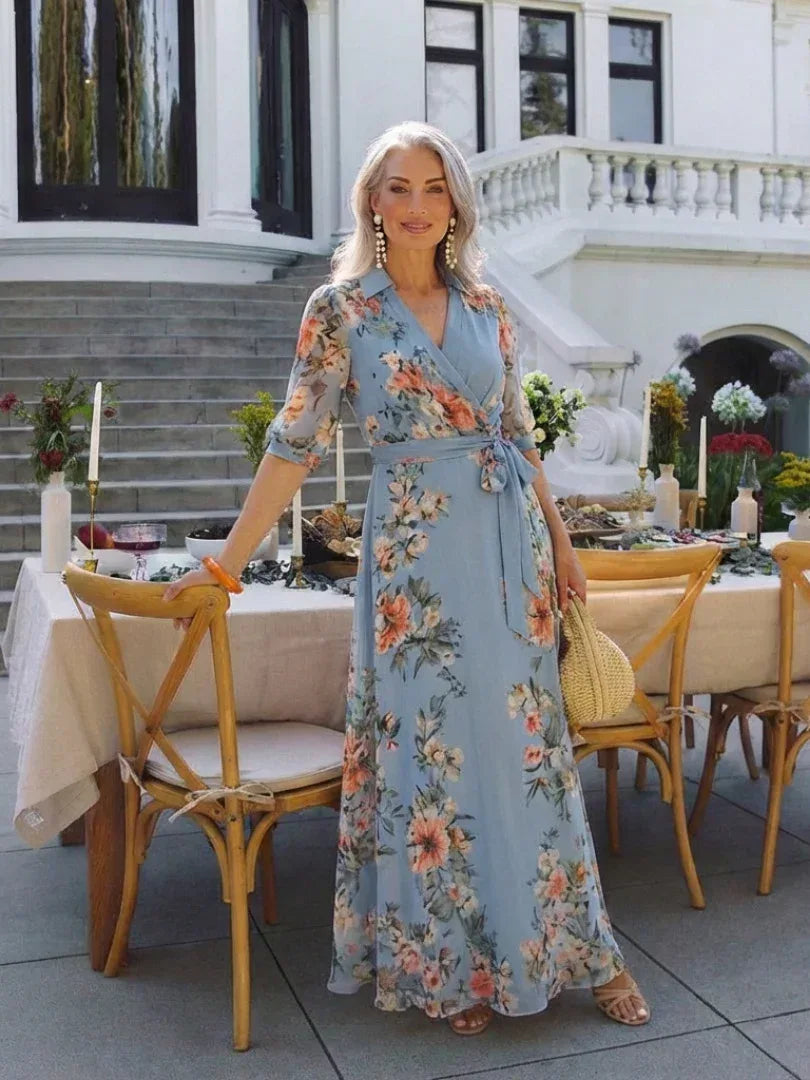 Elowen | Floral Wrap V Neck Maxi Dress - Sarah and Emma Portland