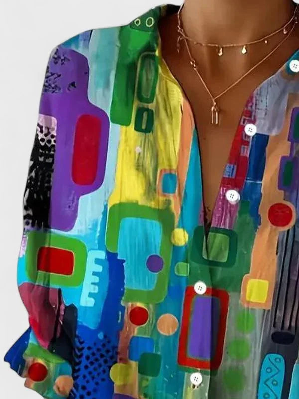 Rose™ | Elegant Geometric Pattern Blouse - Sarah and Emma Portland