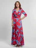 Danielle | Three Quarter Sleeve V Neck Floral Maxi Dress - Sarah and Emma Portland
